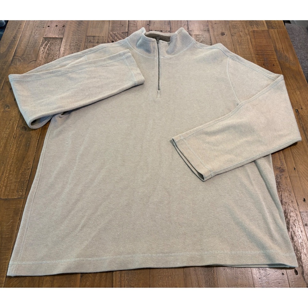 Banana Republic Mens XXL Beige Tan 100% Cotton Quarter Zip Pullover Sweater